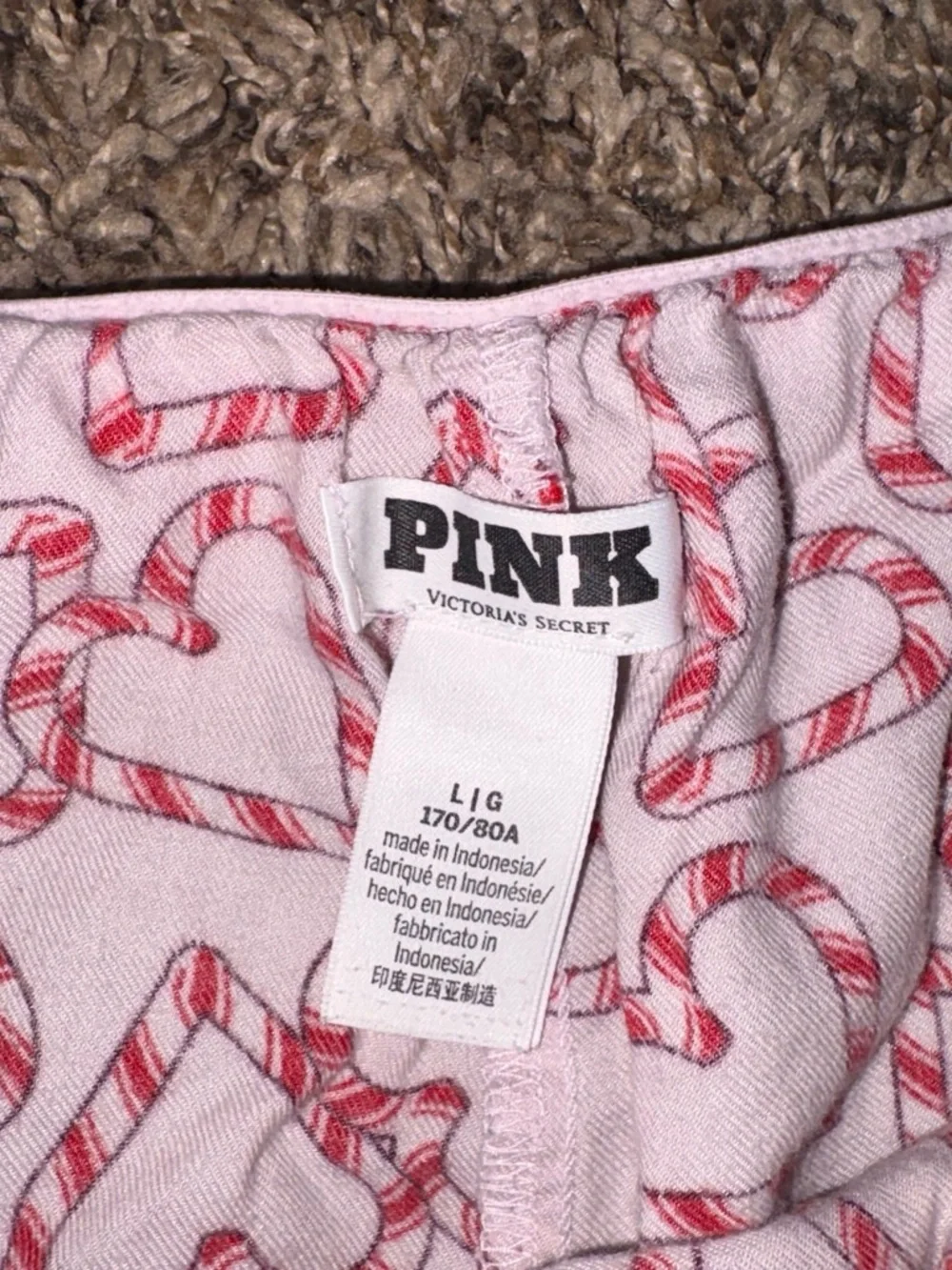 PINK Victoria's Secret Pink Candy-Stripe Heart Pajama Shorts
